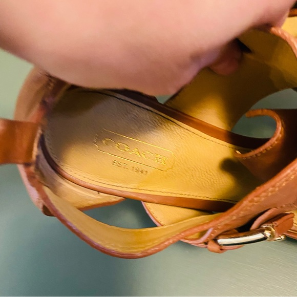 Coach Sofia Leather Lace Up Platform Sandal in Caramel Matte - Picture 5 of 6